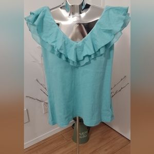 Vintage Chaps Ruffle Top size large ptp 20"